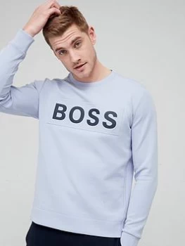 Image of BOSS Salbo 1 Logo Sweatshirt - Open Blue, Open Blue, Size L, Men