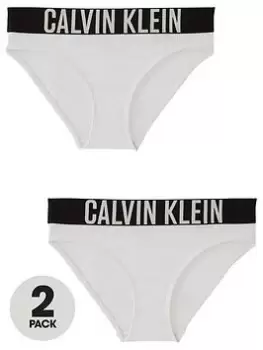 Image of Calvin Klein Girls 2 Pack Bikini Brief - White, Size Age: 10-12 Years, Women