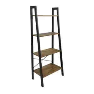 Image of Industrial 4-tier storage rack ladder shelf bookshelf in rustic brown and Black - rustic brown