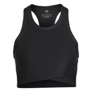 Image of adidas Yoga Studio Wrapped Rib Tank Top Womens - Black
