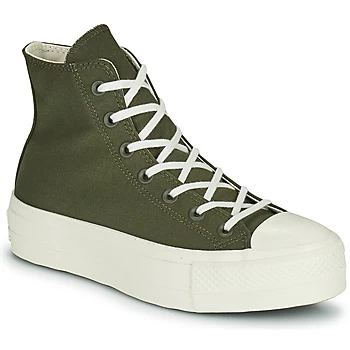 Image of Converse CHUCK TAYLOR ALL STAR LIFT HYBRID TEXTURE HI womens Shoes (High-top Trainers) in Kaki,2.5
