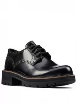 Image of Clarks Orianna Derby Flat Shoe, Black, Size 3, Women