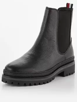 Image of Tommy Hilfiger Leather Chelsea Boot - Black, Size 36, Women