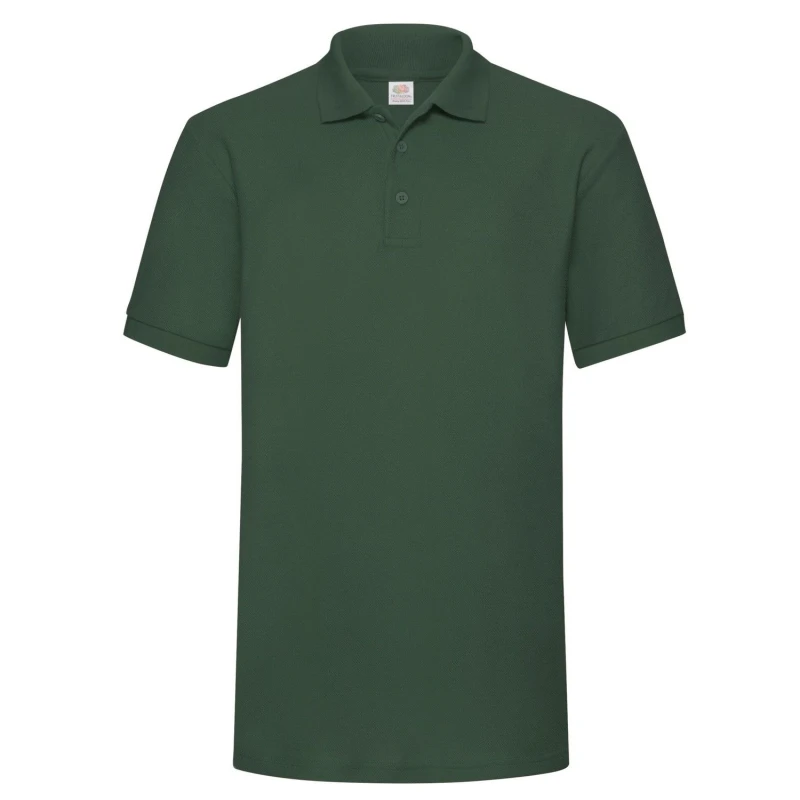 Image of Fruit Of The Loom Fruit of the Loom Men 65 35 Heavyweight Polo Shirt in Bottle Green Size: Small Bottle Green S Male 5063527031648