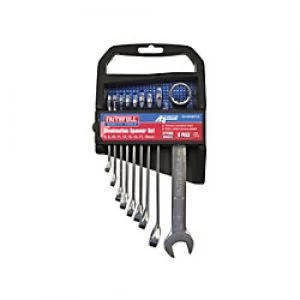 Image of Faithfull FAISPASETC9 Combination spanner Set 15° Chrome vanadium steel Satin Chrome 6 - 19mm Pack of 9