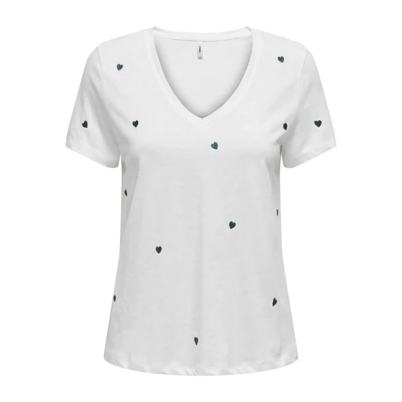 Image of Only Womens v-neck T-Shirt Only Ketty Life Blanc Female S