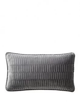 Image of Karen Millen Velvet Pleat Boudoir Cushion - Charcoal