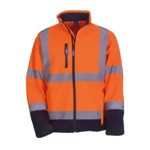 Image of Yoko Mens Hi-Vis Sofshell Jacket (L) (Hi Vis Orange/Navy)