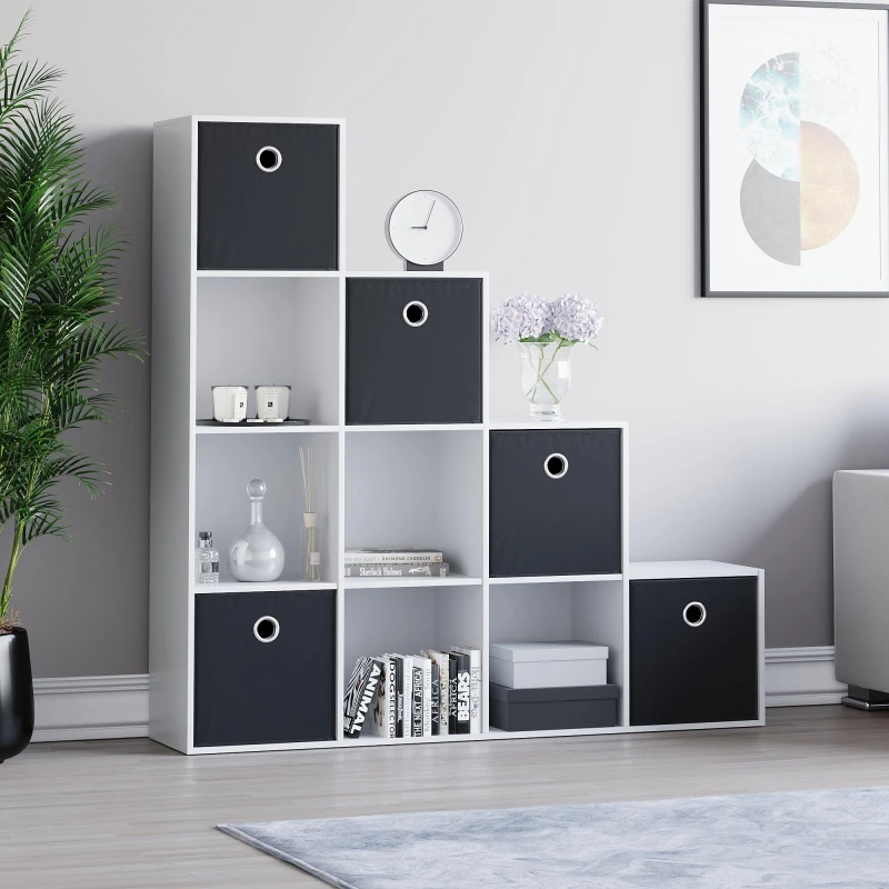 Image of Lassic 10 Cube Storage Unit (W) + Set of 5 Storage Cubes Black unisex 10 Cube