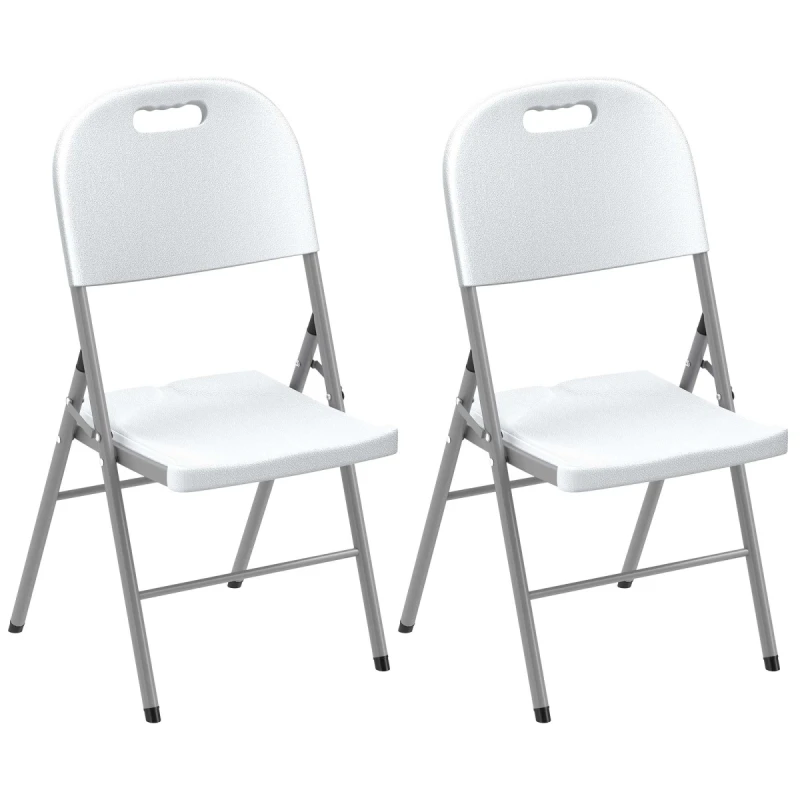 Image of Outsunny 2PCS Folding Chair with Steel Frame, Garden Chair Set, White White