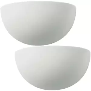 Image of 2 PACK Dimmable LED Wall Light Unglazed Ceramic Round Dome Fitting Lounge Lamp