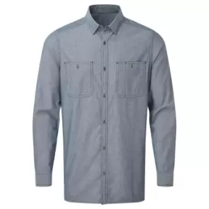 Image of Premier Mens Chambray Organic Long-Sleeved Shirt (S) (Indigo Denim)