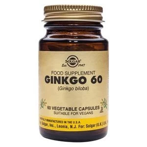 Image of Solgar Ginkgo 60 Vegetable Capsules 60 Veg Caps