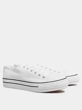 Image of Yours Clothing Canvas Flatform Trainer - White, Size 7, Women