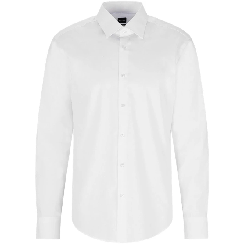 Image of Boss Mens H-JOE-Kent Shirt, Impeccable Tailoring White 100 male 15.7 inch