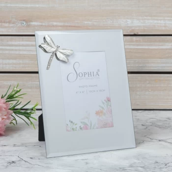 Image of 4" x 6" - SOPHIA Mirror Glass Photo Frame with Dragonfly