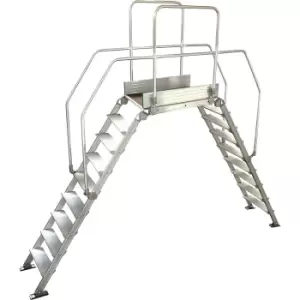 Image of Aluminium ladder bridging, overall max. load 200 kg, 9 steps, platform 900 x 530 mm