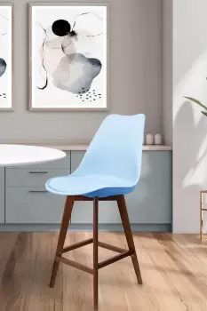 Image of Soho Plastic Bar Stool with Dark Wood Legs