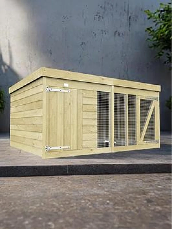 Image of DIY Sheds 8 x 6 Dog Kennel And Run, Brown 8X6DKSH