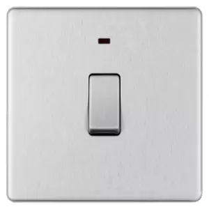 Image of Bg Brushed Steel 20A Double Pole Switch with Power Indicator - Screwless Flatplate - 286919