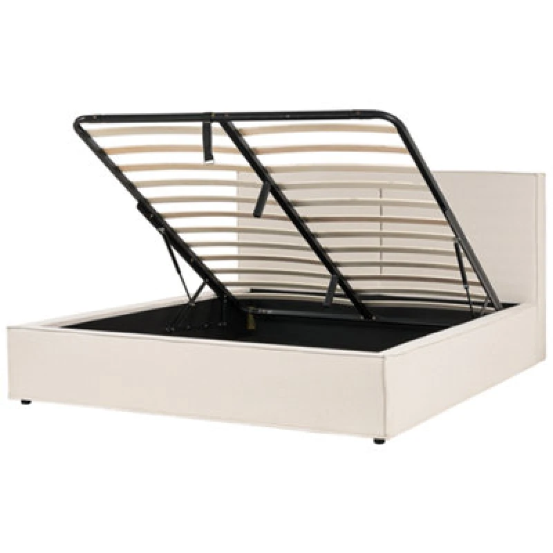 Image of Beliani Ottoman Bed Fabric Moissac 180 X 200 Cm (Eu Super King) Beige