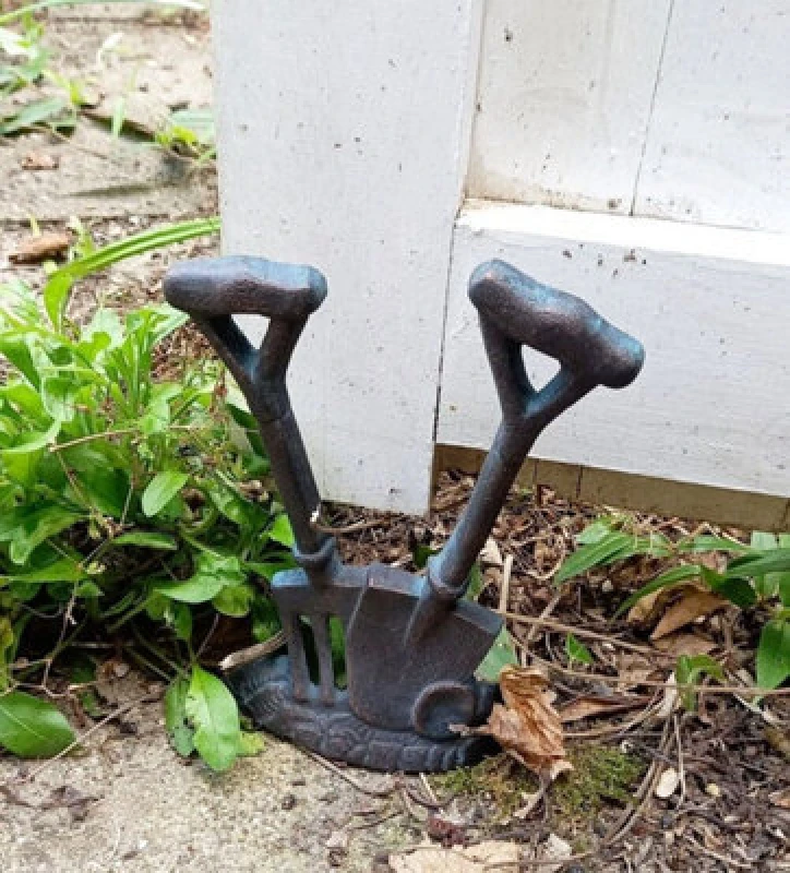 Image of Inspirational Gifting Cast Iron Doorstop Spade And Fork Garden Ornament Sculpture