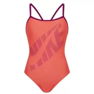 Image of Nike Logo Racer Back Swimsuit Womens - Orange