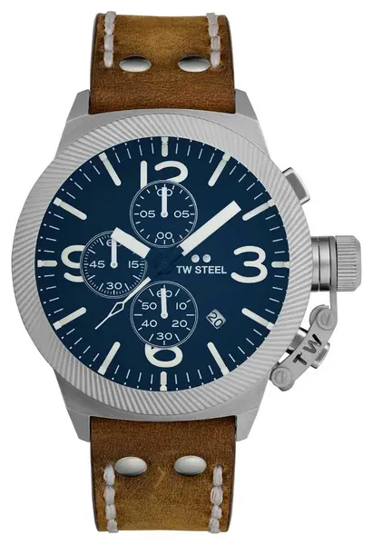 Image of TW Steel CS106 Canteen Chronograph (45mm) Blue Dial / Brown Watch