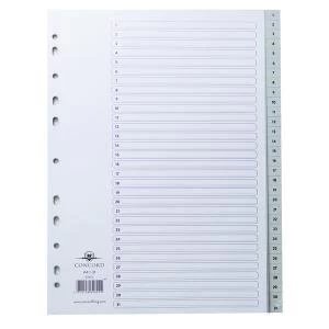 Image of Concord Index 1-31 A4 Polypropylene Grey 62805