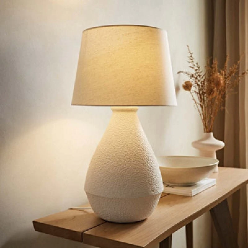 Image of ValueLights ValueLights Helena Natural Taper Shade Cream Speckled Ceramic Hand Finished Table Lamp Natural One Size Unisex 5016529271543