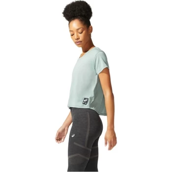 Image of Asics Sakura Cropped Running T-Shirt - Grey