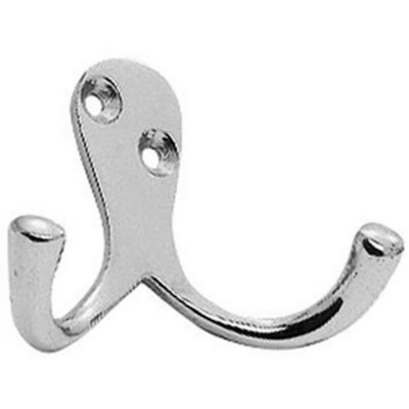 Image of Loops Victorian One Piece Double Bathroom Robe Hook 26mm Projection Polished Chrome Multi