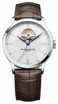 Image of Baume & Mercier Mens Classima Brown Leather Silver Watch