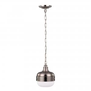 Image of 1 Light Dome Ceiling Mini Pendant Polished Nickel, Brushed Steel, E27