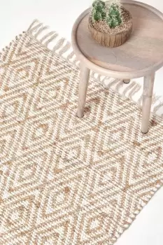 Image of Sierra Neutral Diamond Pattern Hemp Chindi Rug