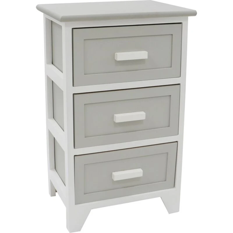 Image of JVL Abingdon 3 Drawer Storage Unit - Grey and White Grey