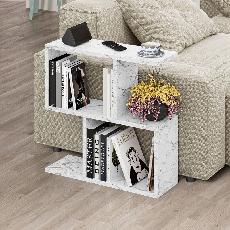 Image of DECORTIE Decortie - Homemania Modern Side End Coffee Table Multipurpose h 60cm 5 Tier - White Marble Effect - Carrara M.SH.11264.13