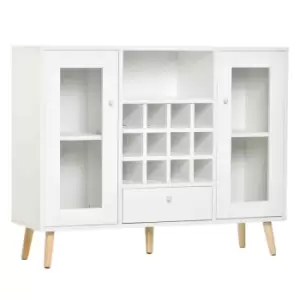 Image of Homcom Sideboard Cabinet Kitchen Cupboard With Glass Doors, Drawer & Wine Rack
