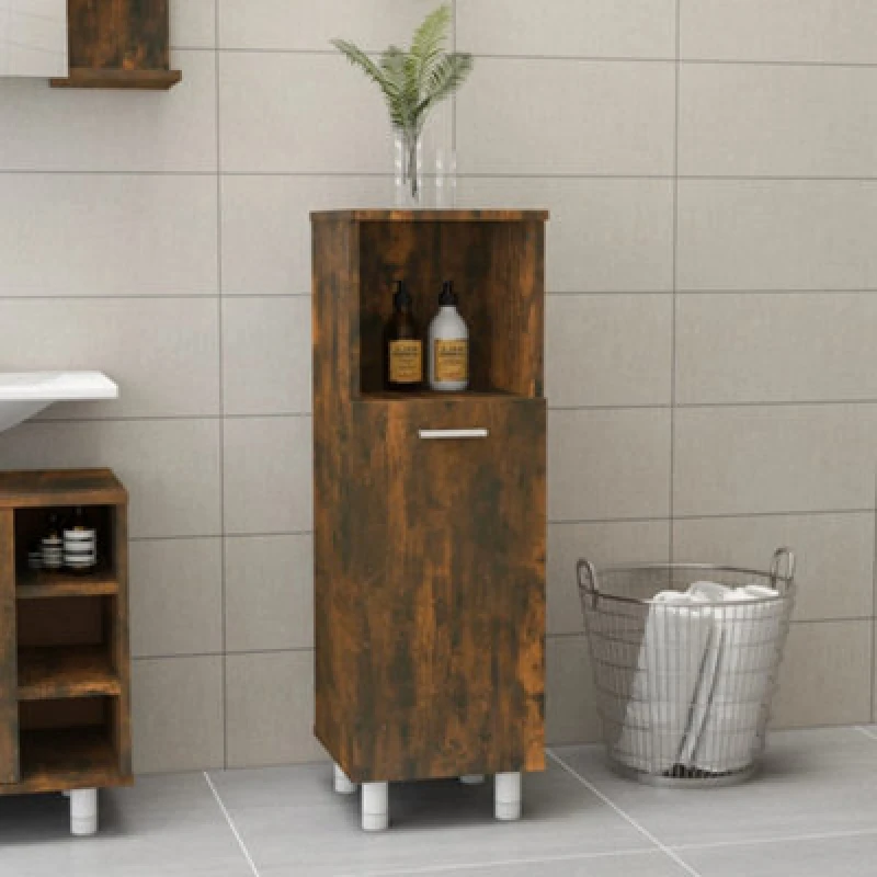 Image of VIDAXL Bathroom Cabinet Smoked Oak 30x30x95cm Engineered Wood vidaXL 8720286977279