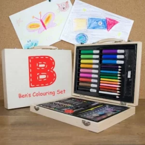 Image of Personalised Childrens Colouring Set in Red, Beige