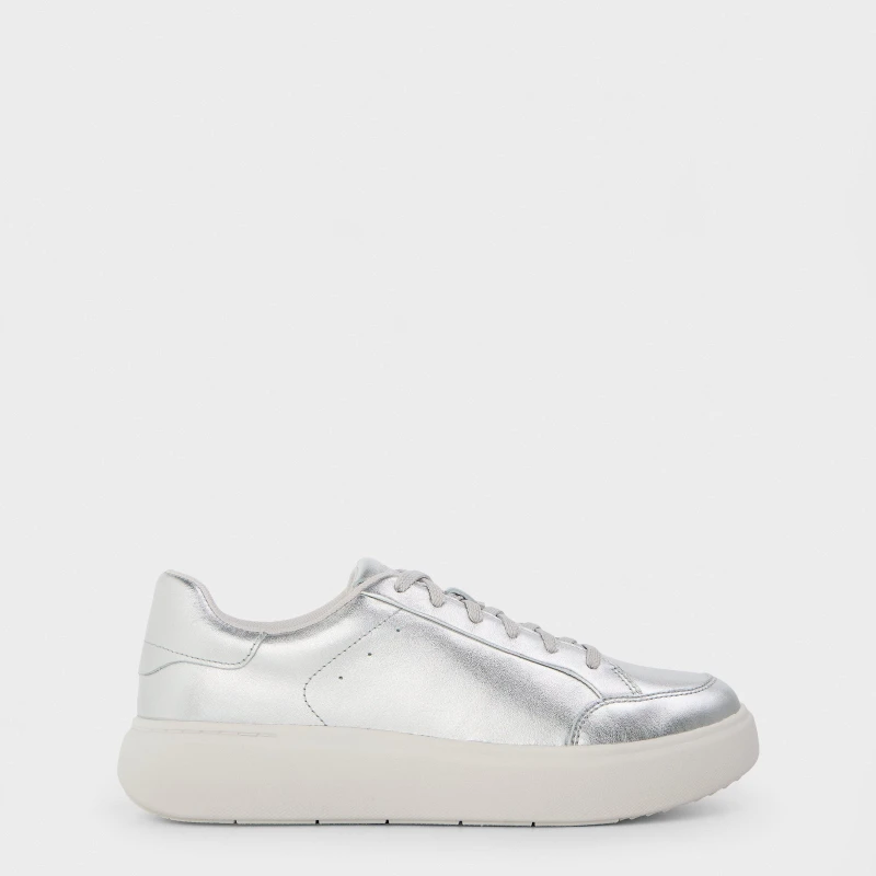 Image of Fitflop Womens Metallic Leather Low-Top Trainers Silver female 3 (36)