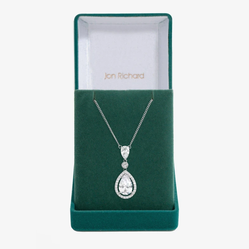 Image of Jon Richard Rhodium Plated Cubic Zirconia Pendant Necklace Pendant Necklaces One Size Silver 71764111000