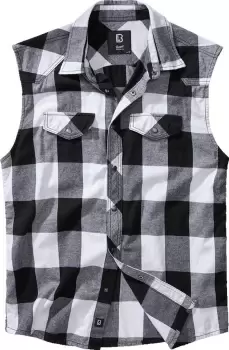 Image of Brandit Checkshirt sleeveless Shirt, black-white, Size S, black-white, Size S