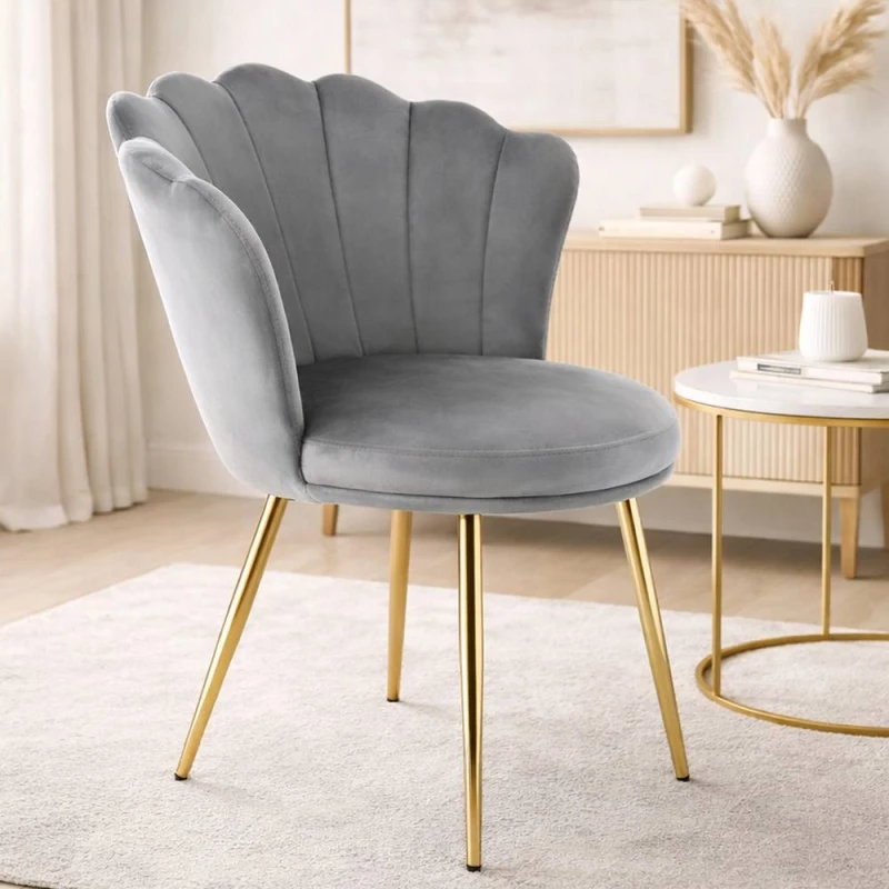 Image of RayGar Genesis Freya Accent Chair With Petal Back In Velvet - Silver Grey RG1473