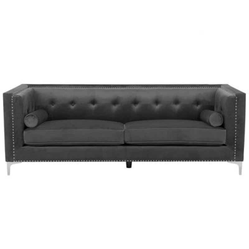 Image of Beliani Sofa 3 Seater Avaldsenes Velvet Dark Grey