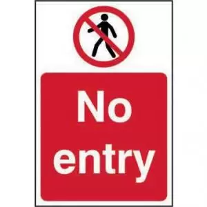 Image of No Entry sign 200 x 300mm. Manufactured from strong rigid PVC and is