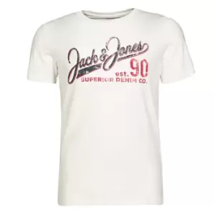 Image of Jack Jones JJELOGO mens T shirt in White - Sizes S,XS