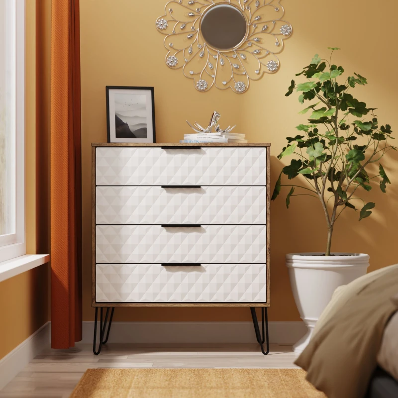 Image of Ready Assembled 2 U Islay 4 Drawer Chest (Ready Assembled) in White Size: Medium White Unisex Medium