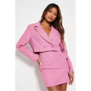 Image of I Saw It First Petite Boucle Cropped Blazer - Pink