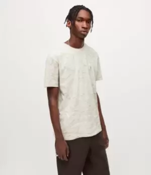 Image of AllSaints Mens Sala Crew T-Shirt, Wheat/cloud/muted, Size: XL